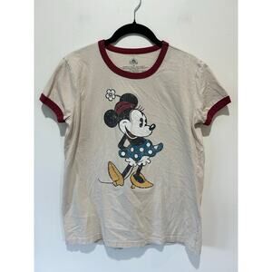 Disney t shirt womens size XS Minnie white with red trim vintage look